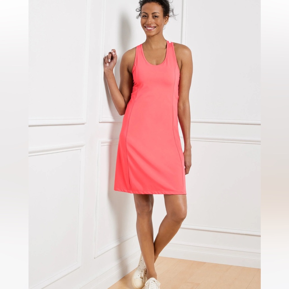NWT Talbots Performance Interlock Strappy Tennis Dress Size M Coral